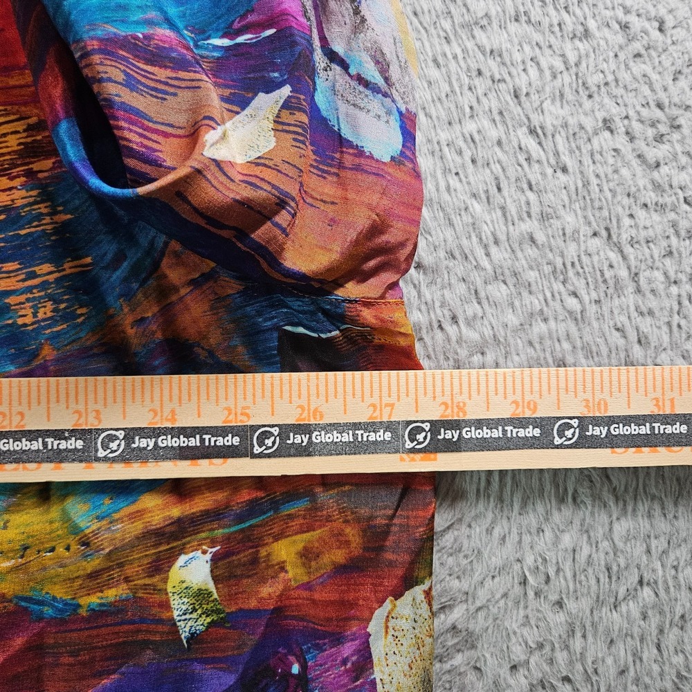 $119 NEW John Mark Top Shirt Women 2X 1/2 Button Floral Painting Lightweight - Picture 9 of 11